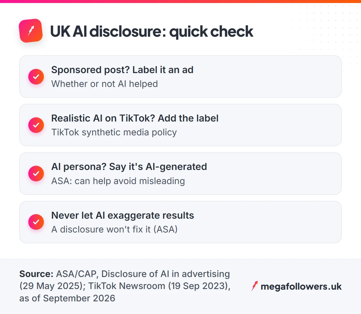 UK checklist for influencers on when to label AI content and sponsored posts