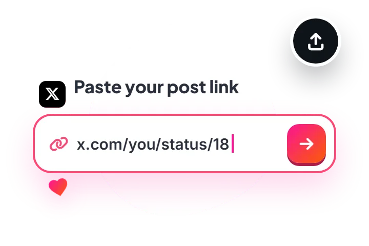 The X logo and a box labelled Paste your post link with an x.com status link typed in